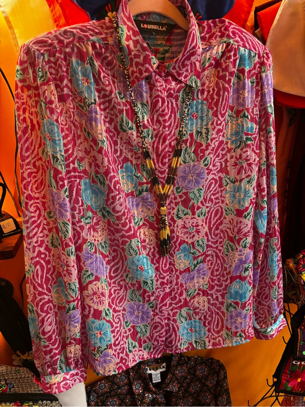 Loubella Pink Floral Button-Up Blouse
